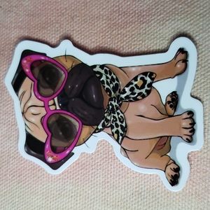 (J) Diva Pug Dog Sticker Doggie Dog Mom Puppy